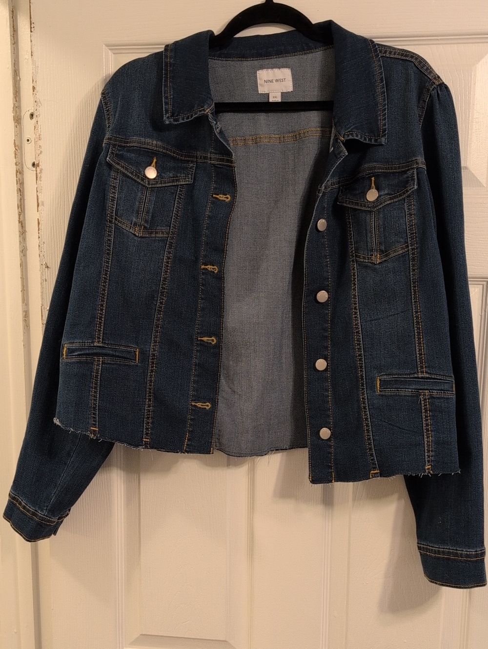 Nine West Dark Blue Denim Jacket with Button Front